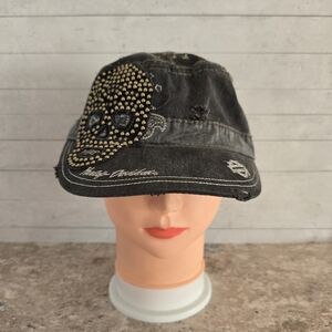 Women's Harley Davidson Studded Skull Gray Adjustable Hat